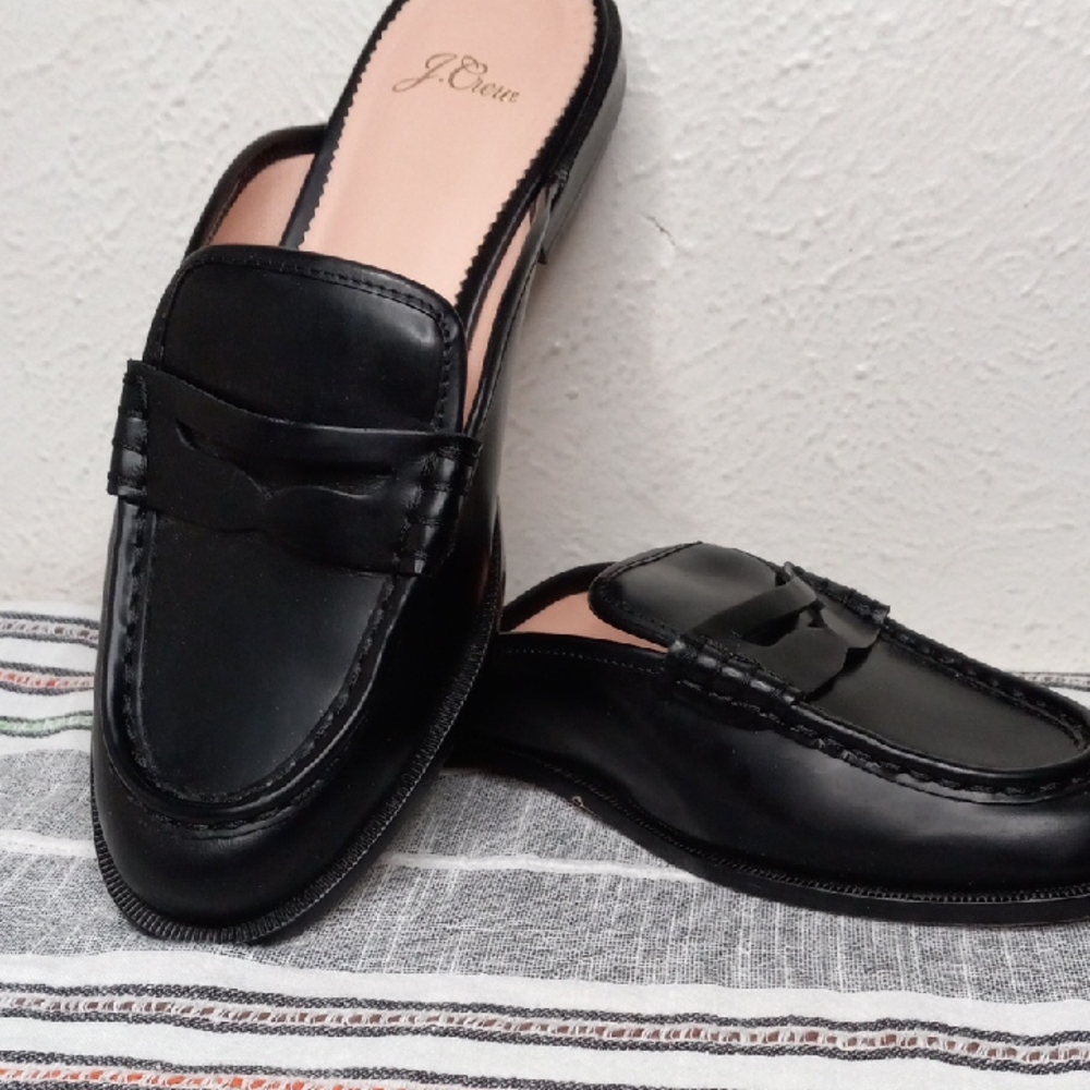 J. Crew Women's Black Leather Loafers